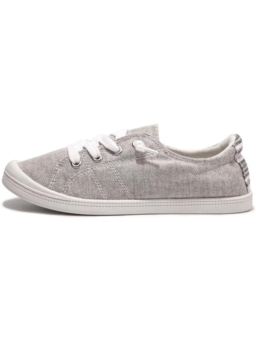 Womens Grey Canvas Slipon Canvas Sneaker Low Top Walking Shoes Fashion Sneakers